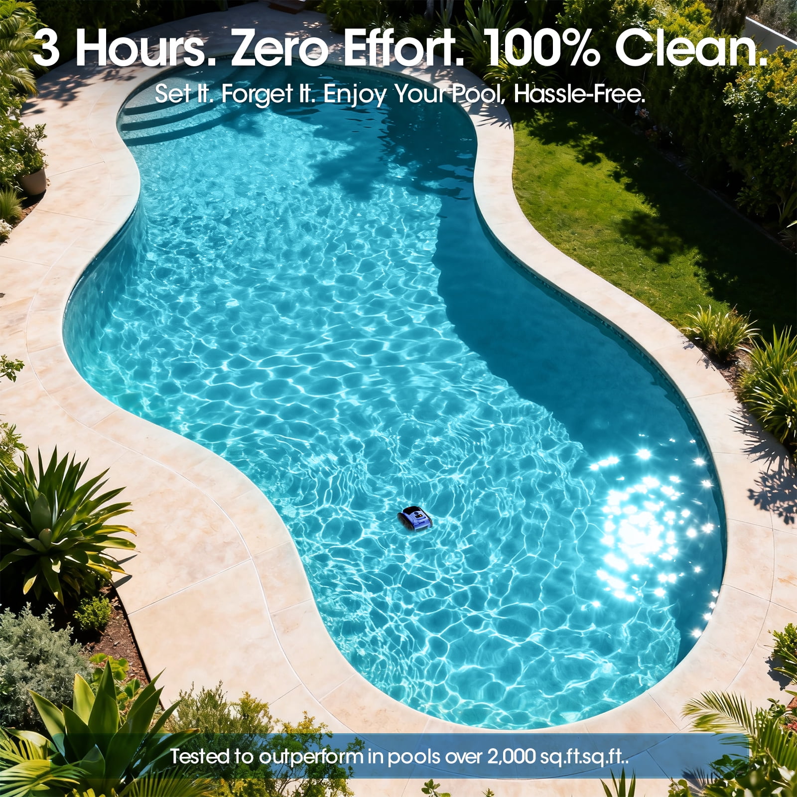 Cordless Robotic Pool Cleaner for In-Ground & Above-Ground Pools, Dual-Drive, Floor/Wall/Waterline Coverage, Easy-Clean Filter