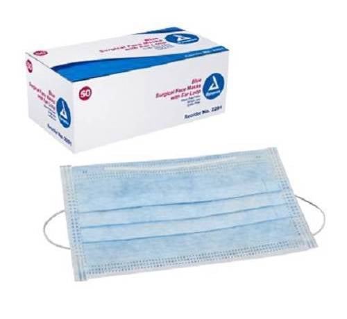 Basic Procedure Face Masks with Earloops, 3 layers, BLUE, 6 Boxes MS-89520 by