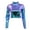 Blue Purple, variant on Women Club Top Glossy Faux Leather Half-high Collar Solid Color Waist-exposed Long Sleeve Skinny Pullover Elastic Nightclub Stage Show Party T-shirt Crop Top