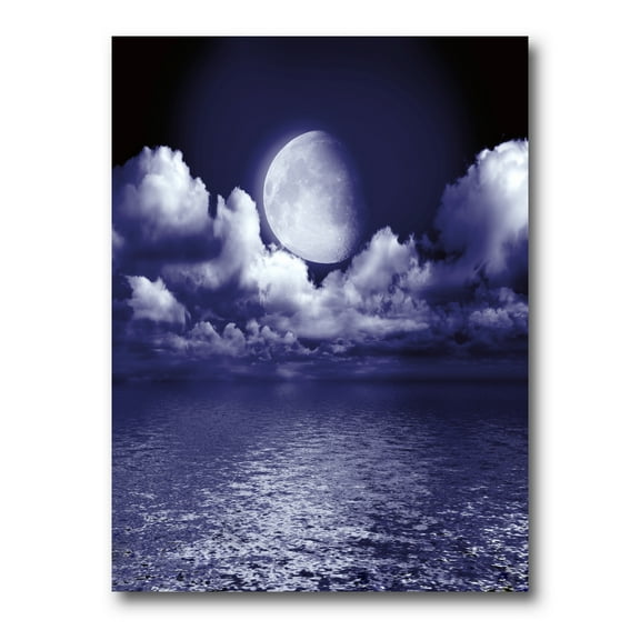 Designart ' Full Moon Night in Cloudy Sky V ' Nautical & Coastal Canvas Wall Art Print
