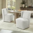 thumbnail image 2 of CHITA Modern Dining Chair with Casters, Upholstered Dining Room Chairs, Fabric in Ivory White, 2 of 12