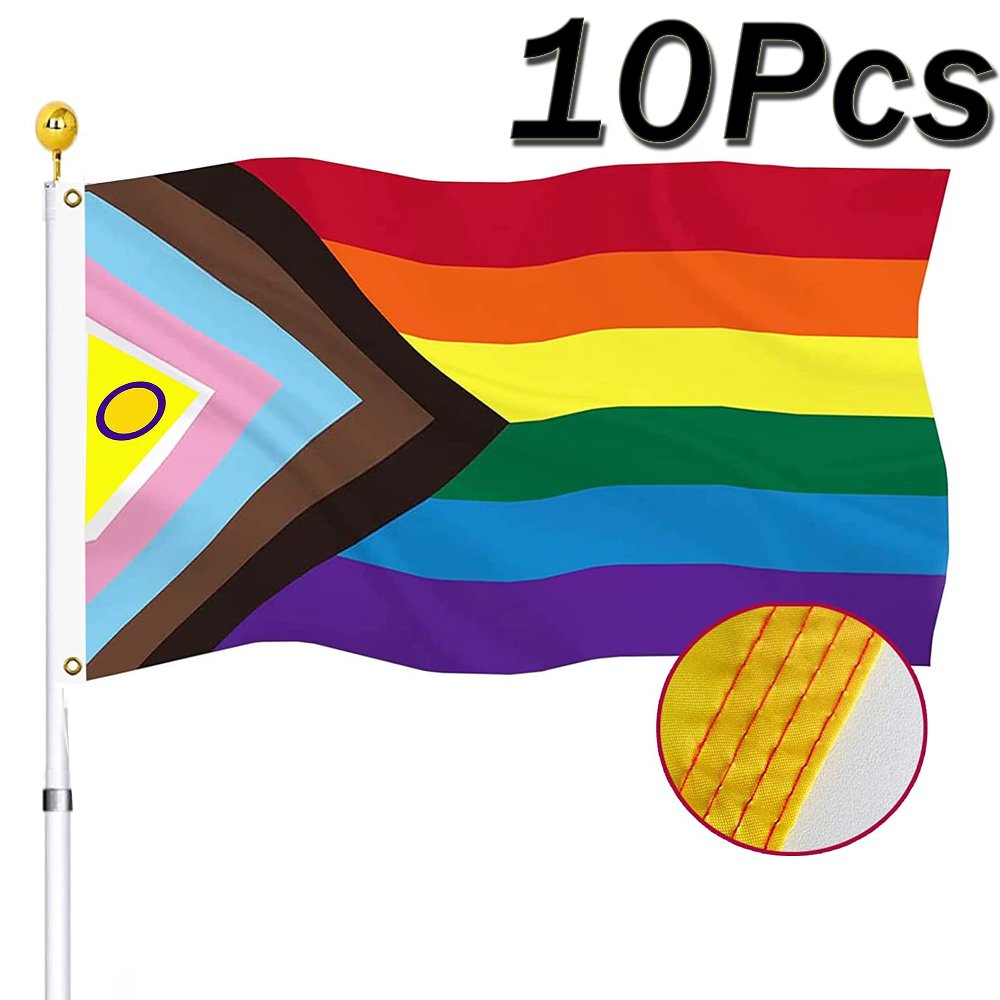 Elbourn 10pcs Elbourn Rainbow Flag 3x5 Ft Lgbtq Gay Pride Flags Heavyduty Thick Polyester