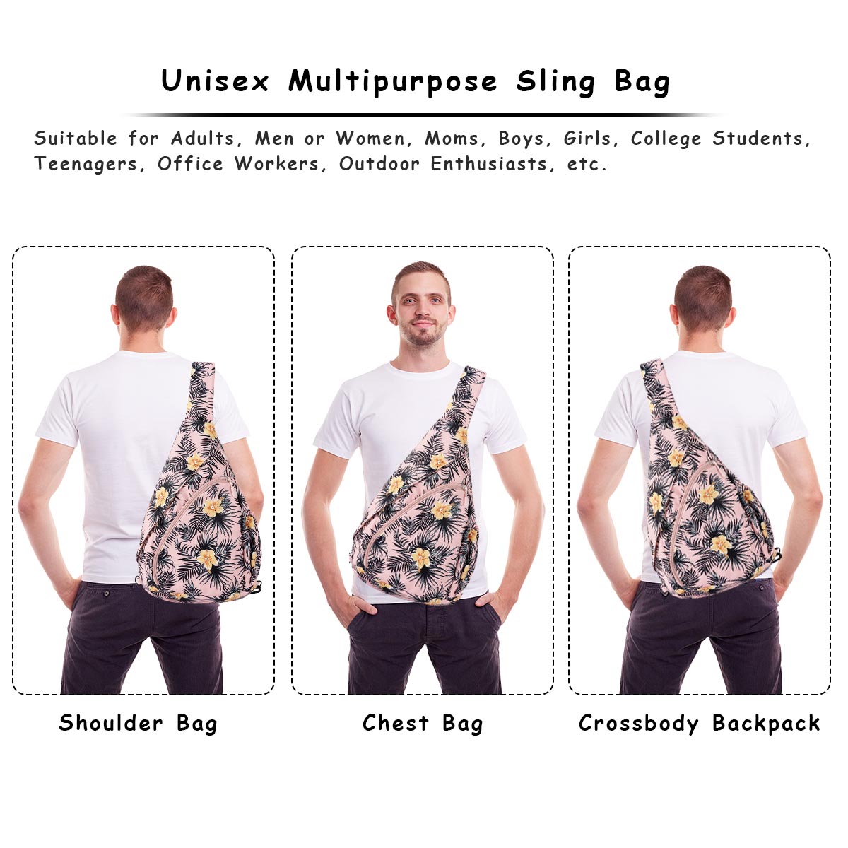KAWELL Sling Backpack - Unisex Messenger Bag Crossbody Backpack Travel Multipurpose Daypacks for Men Women Lady Girl Teens - image 3 of 7
