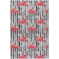 thumbnail image 2 of Addison Rugs Dream Shag Premium Machine Washable Transitional Stripes & Flamingos Pink Rectangle Rug, 3' x 5', 2 of 8