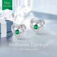 thumbnail image 2 of Pendientes de tuerca de plata de ley 925 con piedra natal, joyería para mujer, chapado en oro blanco/rosa, San Valentín, Navidad, aniversario, cumpleaños, joyería, regalos para él, 2 of 5