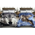 thumbnail image 1 of Marina Decoration Reversible 8 LB Oversized Heavy Woven Fluffy Plush Soft Warm Korean Style Mink 2 Ply Rich Printed Animal Flannel Fleece Throw Raschel Blanket, 78 x 86 Inch Wolf Pattern, 1 of 8