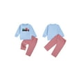 thumbnail image 2 of Spewahor Toddler Baby Christmas Outfit Truck Tree Embroidered Long Sleeve Sweatshirt Plaid Elastic Waist Pants 2 Piece Set, 2 of 9