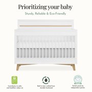 Evolur Loft Antilia Mid-Century 4-In1 Crib, White & Natural