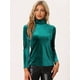 thumbnail image 2 of Blusa Básica Allegra K Cuello Alto Terciopelo Elástico Verde M, 2 of 6