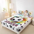 thumbnail image 4 of Feelyou Modern Football Gaming Queen Sheet Sets for Boy, Black White Honeycomb Flat Sheet, Cartoon Sport Theme Queen Fitted Sheet, Super Cozy Room Decor, 4 Pieces, 4 of 7