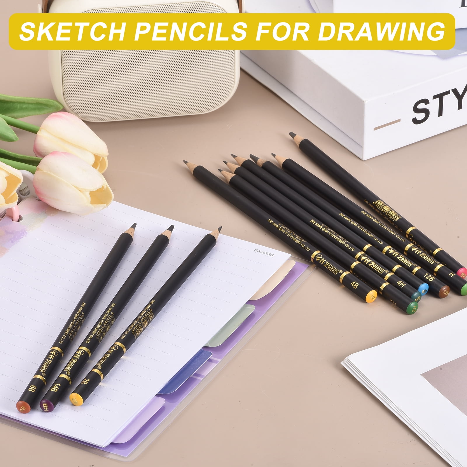Uxcell 10B Sketch Pencils for Drawing, 24Pcs Professional Art Drawing Pencils Graphite Wood Art Supplies Break-Resistant for Artists Beginners Shading Sketching Doodling, Red