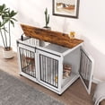 thumbnail image 3 of Ostreici 44" Anti-Bite Furniture Style Dog Crate Sliding Barn Door, Dog Kennel End Table w/ Wheels, 3 of 13