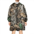 thumbnail image 2 of Brown Green Camo Leaves Branches Pattern Wearable Oversized Blanket,Wearable Blanket Hoodie for Adults,Cozy Hooded Blankets with Super Pockets,Super Warm Fuzzy Pullover for Women & Men, 2 of 6