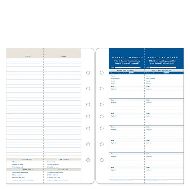FranklinCovey Classic Weekly Compass Cards