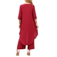 thumbnail image 3 of INSPIRE CHIC Women's 2 Piece Chiffon Sets Summer Dressy Pantsuits High Low Top Pants Set Formal Wedding Guest Outfit S Dark Red, 3 of 6