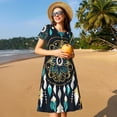 thumbnail image 4 of Easygdp Boho Dreamcatcher para Vestido Transpirable de Mujer, Vestido Suelto de Manga Corta con Pliegues y Bolsillos para el Verano, 4 of 6