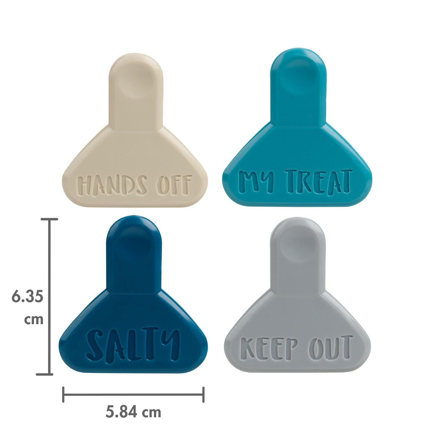 Mainstays 4-Piece Bag Clip Set, Dimensions - 5.84 cm x 6.35 cm x 3.30 cm