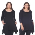 thumbnail image 1 of White Mark Haut Tunique Makayla pour Femmes, Lot de 2, Noir, Encolure Dégagée, Manches 3/4, 1 of 5