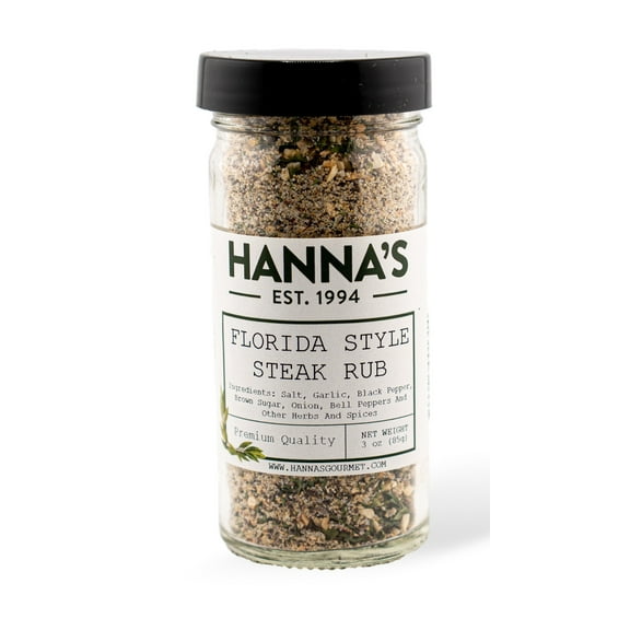 Hanna's Florida Style Steak Rub, 4 fl oz Glass Jar
