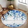 thumbnail image 3 of Round Area Rug 8 Ft, Spring Blue Floral Washable Non-Slip Circle Carpet for Living Room/Bedroom, Farmhouse Weeping Floral Leaves Wood Collection Low-Profile Large Area Rugs for Indoor, 3 of 7