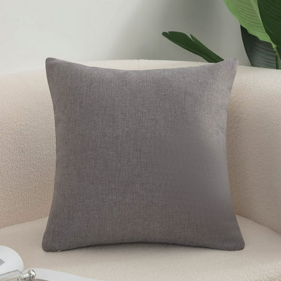 Nvzi-a 1Pcs Solid color cotton linen pillow case Classic and timeless, pure color simple pillowcase, with any bed is brilliant 17.72x17.72inch(Medium grey）