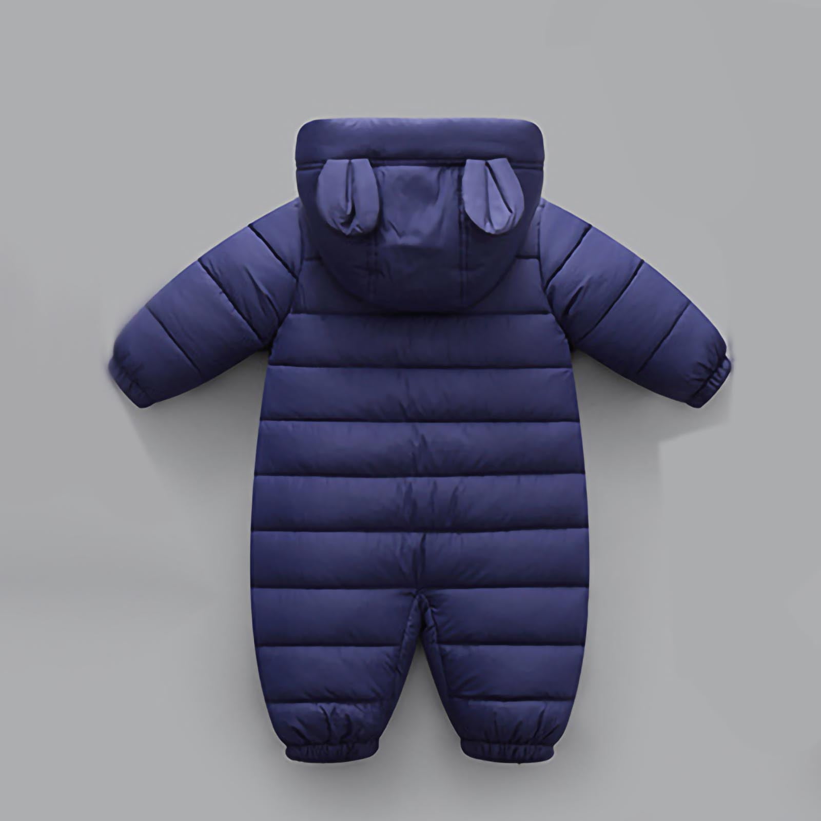 Newborn Velvet-Lined Jumpsuit Winter Baby One-Piece Outfit Long Sleeve Mittens Attached Warm Infant Romper Newborn Jumpsuit