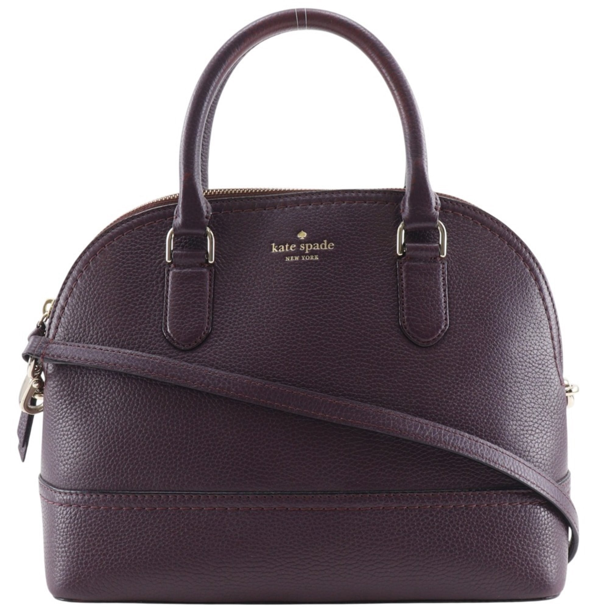 Pre-Owned Kate Spade 2-Way Shoulder Handbag, Leather, Purple, 2-Way, A5 Size, Zipper, Women's