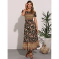 thumbnail image 4 of DARING DIVA Boho Floral Dress Midi Smocked Dress S Black, 4 of 6