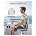 thumbnail image 4 of Folding Boat Seat Low Backrest - Fishing Boat Seat with Cushion & Aluminum Hinges - Waterproof Marine Seat for Ships, White, 4 of 9