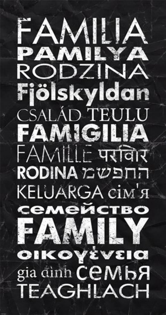 Family in Different Languages Poster Print by Veruca Salt (20 x 38