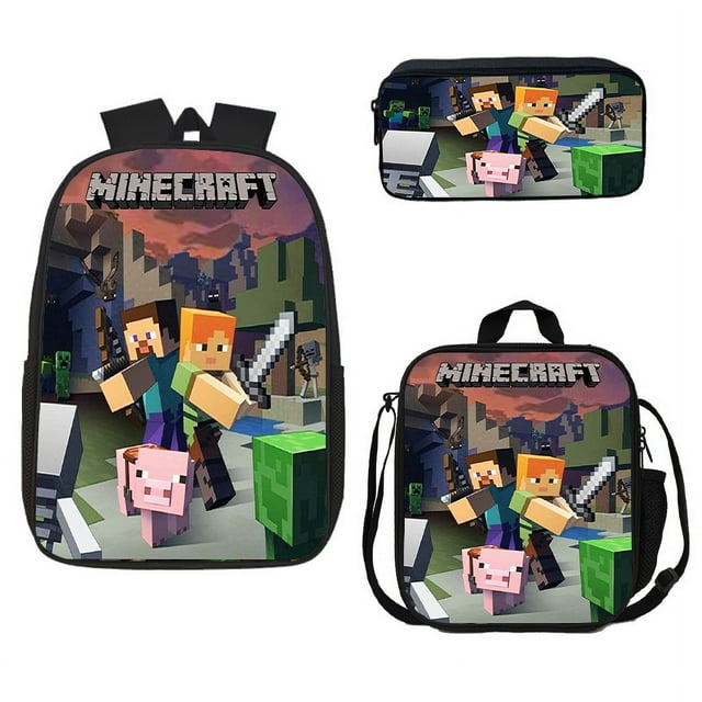 My World Fun School Bag Three-piece Set, Unisex School Adjustable Backpack-XICEN