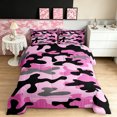 thumbnail image 2 of Manfei Minimalst Camouflage Queen Comforter Set, Vintage Camo Comforter Sets Queen, Soft Pink, Pink Reversible, 3pcs, 1 Comforter and 2 Pillowcases, 2 of 7