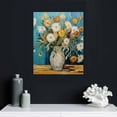 thumbnail image 4 of GOSMITH Bathroom Canvas wallart Flowers Theme Modern Farmhouse Painting Pictures for Bedroom Watercolor Wall Decor Framed Artwork for Office Kitchen Rustic Brown wallart Home Wall decor Blue, 4 of 4