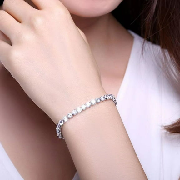 Elastic Rhinestone Tennis Bracelet Sparkling Crystal Gold Bangle for Women Christmas Gifts
