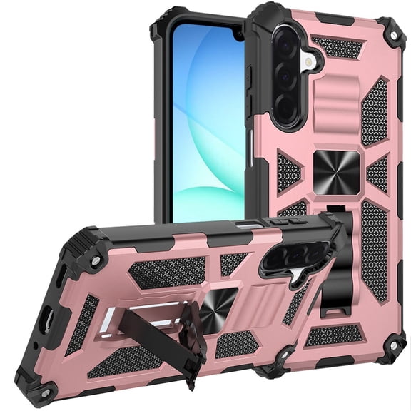 For Samsung A17 5G Machine Design Hybrid with Kickstand - Rose Gold