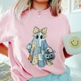thumbnail image 3 of Patchwork Ghost Halloween T-Shirt, Cute Quilt Style Ghost with Bow and Pumpkin Bucket Tee, Spooky Season Shirt, Cozy Fall Aesthetic Gift, 3 of 7