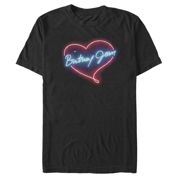 Men's Britney Spears Jean Neon Heart  T-Shirt - Black - Medium