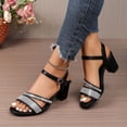 thumbnail image 6 of Bkhluea Women Rhinestone Embellished Block Heel Slingback Sandals Comfortable Footwear For Party Casual Outdoor Daily Activities, 6 of 7