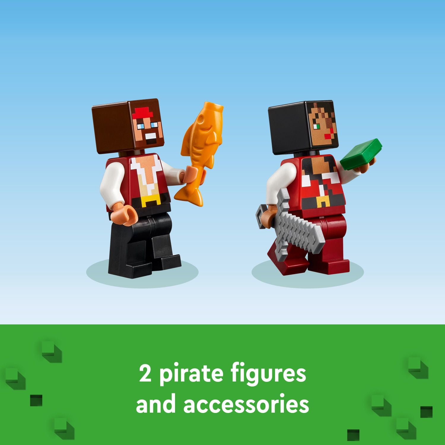 LEGO Minecraft The Pirate Ship Voyage, Boat Toy Playset for Kids with Squid, Camel and Pirate Figures, Pirate Toy Building Set for Action Role-Play