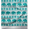 thumbnail image 1 of Soimoi polyester Crepe Fabric Aztec & Tribal Elephant Ethnic Printed Fabric 1 Yard 52 Inch Wide, 1 of 1