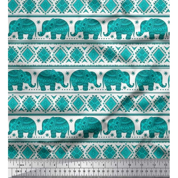 Soimoi Cotton Duck Fabric Aztec & Tribal Elephant Ethnic Printed Craft Fabric by the Yard 42 Inch Wide