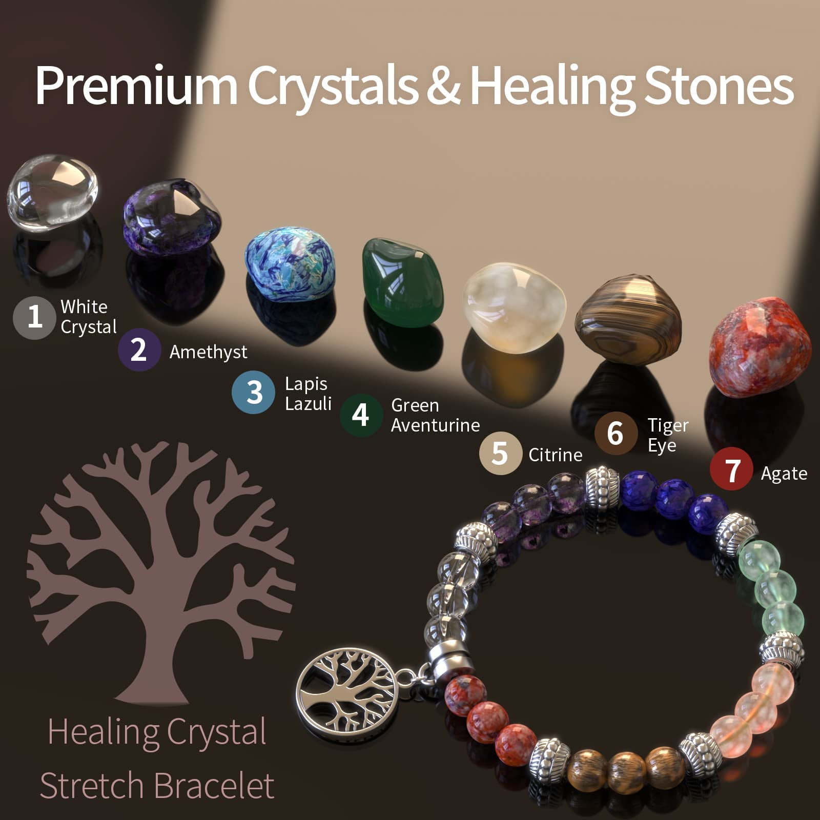 12 Chakra Crystal Aromatherapy Bracelet by Healing Stones for You