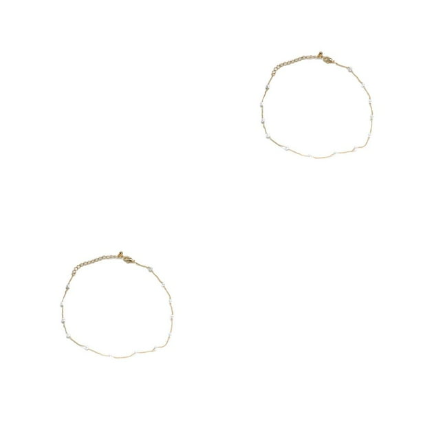 Guardurnaity Collar de cadena Perla falsa Accesorio de moda Gargantilla Collares para niñas adolescentes Oro 2piezas