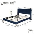 thumbnail image 3 of AUFANK Queen Bed Frame Upholstered Platform with Wooden Slats, Noise-Free, Blue, 3 of 6