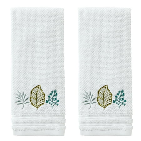 2pc Sprouted Palm Hand Towel Set White - SKL Home