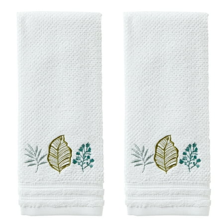 2pc Sprouted Palm Hand Towel Set White - SKL Home