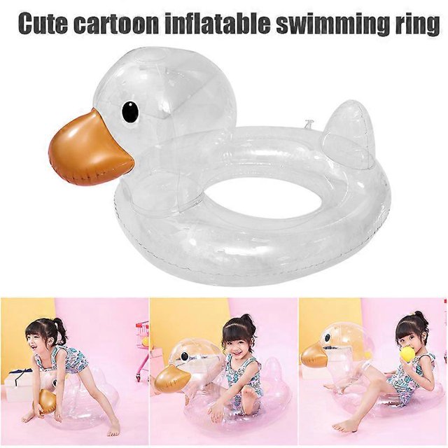 Cartoon Baby Swimming Ring Transparent Inflatable Duck Shaped Water Swimming Seat for Pool Summer Kids New