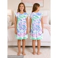 thumbnail image 5 of Beezizac Teen/Little Girls Nightgown - Summer Ruffle Short Sleeves Sleepwear Cute Purple Green Tie Dye Print Nightdress Pajama Size 18, 5 of 8