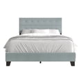 thumbnail image 2 of Castle Place Elegant Button Tufted Linen Upholstered Queen Bed, Light Blue, 2 of 11