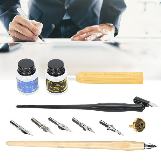 Mango de madera para estudiantes pluma de caligrafia tinta para escribir plumillas juego de herramientas de caligrafia para principiantes3 Walmart en linea